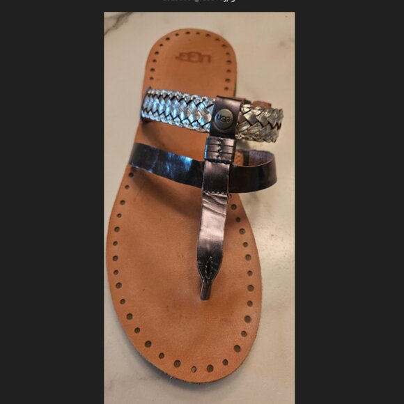 UGG metallic black/silver flat sandals size 8 - Picture 4 of 5